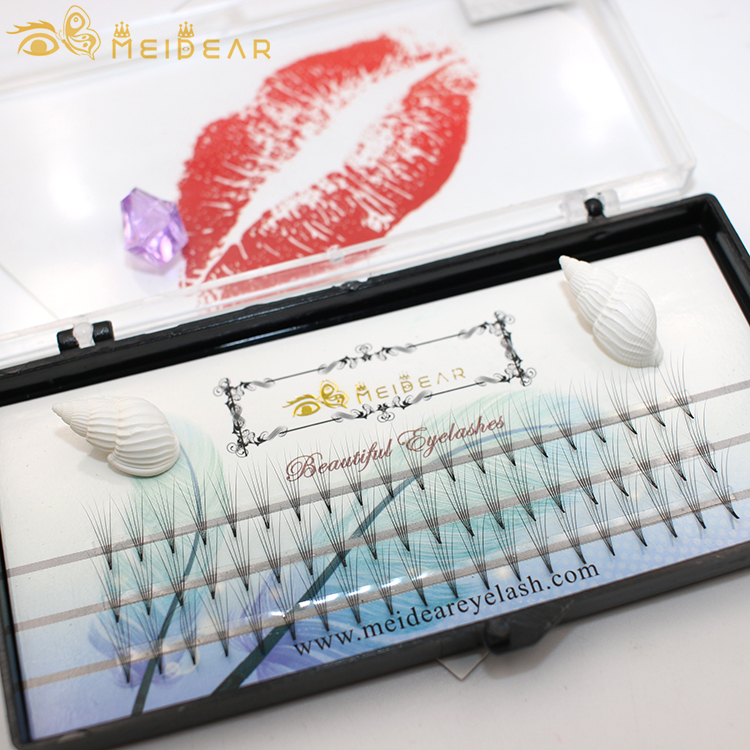 Private label for thickness 0.05 0.07 0.10mm flare clusters knot free eyelash extension